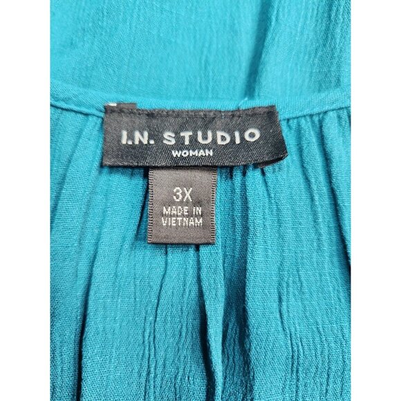 I.n.studio Women's Top Blouse Size 3X Green Balloon Sleeve (25) - Picture 11 of 11
